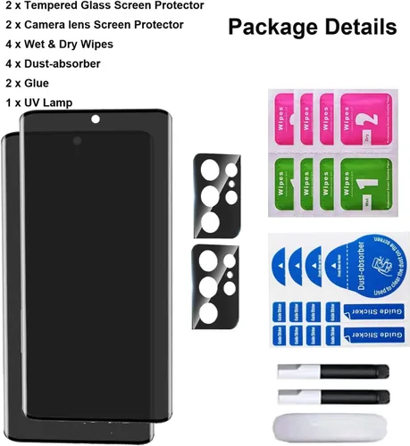 Miniatura 7 de Protector de pantalla de privacidad para Samsung Galaxy S21 Ultra 5G de vidrio templado de 6.8 pulgadas (paquete de 2) con protector de lente
