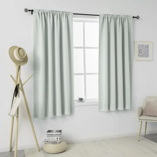 Miniatura 75 de DUALIFE Cortinas opacas de 45 pulgadas de largo, 2 paneles para ventanas pequeñas de dormitorio, aislamiento térmico, bolsillo para barra, cortinas