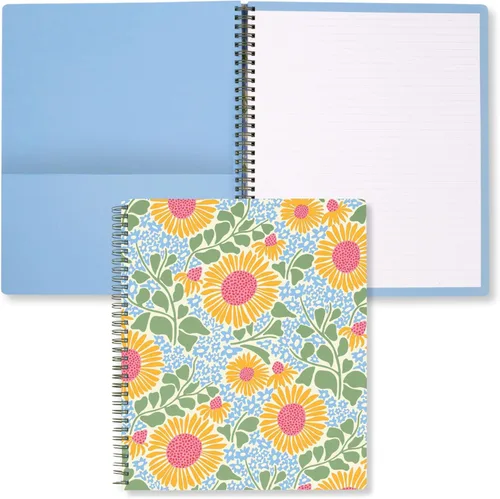 Miniatura 11 de Steel Mill & Co - Cuaderno de espiral grande con rayas universitarias, 11" x 9.5", tapa dura y 160 páginas forradas, diseño floral rosa