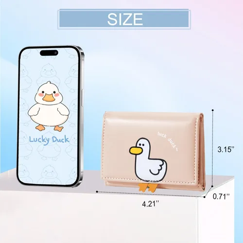 Miniatura 16 de Sunwel Fashion Monedero plegable con diseño de pato en 3D para niñas, con bolsillo para efectivo, tarjetero, monedero con ventana de identificación