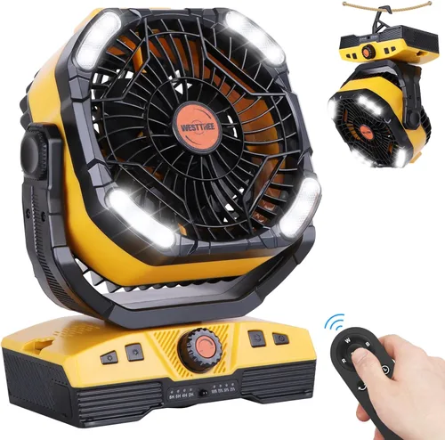 Miniatura 12 de WESTTREE - Ventilador de 45000 mAh, potente flujo de aire, funciona con pilas, ventilador de exterior para dormitorio, silencioso y oscilante