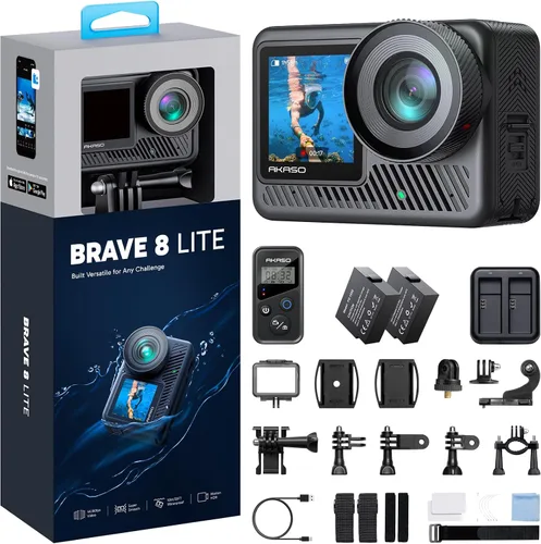 Miniatura 10 de AKASO Brave 8 Lite - Cámara de acción 4K60fps con tarjeta MicroSD U3 de 64 GB, cámara submarina impermeable de 33 pies, 48 MP, video Ultra HD, HDR