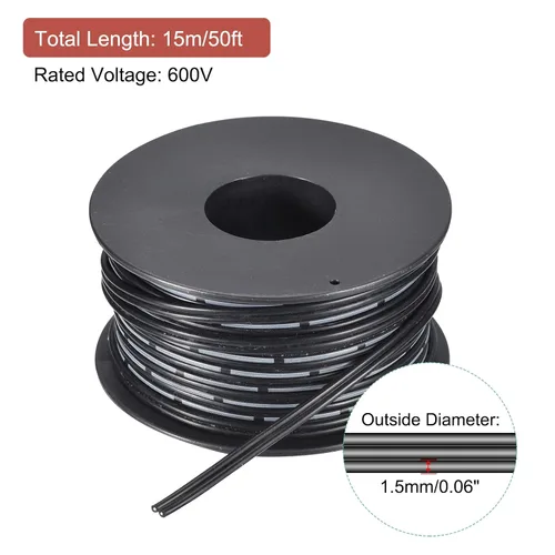 Miniatura 2 de MECCANIXITY Cable de cinta de silicona de 26 AWG, 2 pines, calibre 26, cable plano de silicona flexible, alambre de cobre estañado trenzado negro