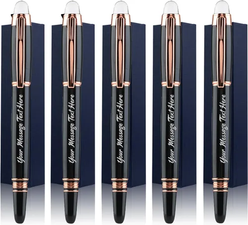 Miniatura 9 de Ancolo Bolígrafos de rodillo personalizados, juego de escritura suave de lujo con punta de cristal, tinta negra, personalizada con tu nombre