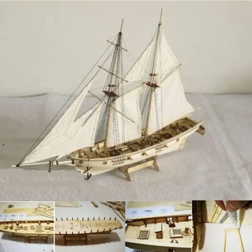 Miniatura 5 de PUZOU Modelo de velero de madera, kit de barco de vela de madera, kit de modelado de barcos de madera, modelo de barco de bricolaje, barcos de vela