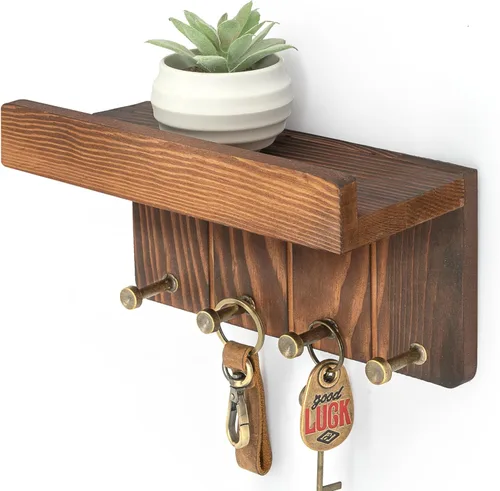 Miniatura 11 de Rebee Vision Soporte de Pared para Llaves Estilo Granja - Organizador de Correo Decorativo con 7 Ganchos para Llaves y Estante de Pared - Decoración