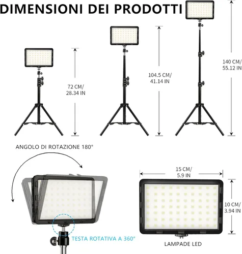Miniatura 5 de Kit de iluminación de video fotográfico, luces LED de transmisión de estudio con 70 cuentas y filtro de color para cámara, foto, escritorio