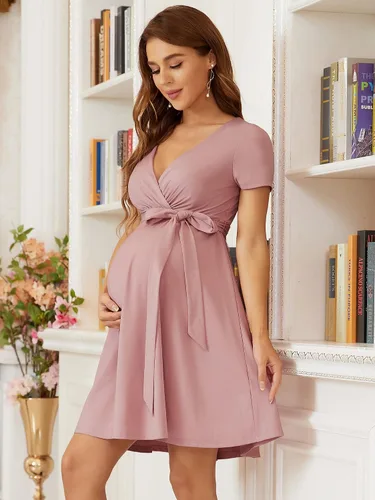 Miniatura 3 de Ever-Pretty Vestido de maternidad cruzado corto con cuello en V para mujer 20786