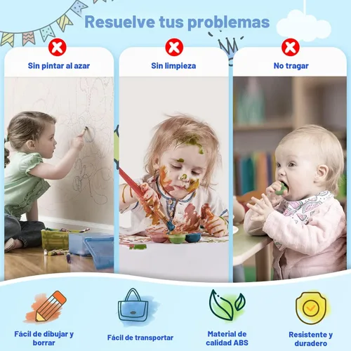 Miniatura 3 de Kikidex Tablero magnético de dibujo, juguetes para niñas pequeñas de 1 a 3 años, almohadilla de tablero de garabatos, juguetes educativos y de Azul