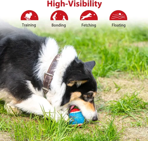 Miniatura 7 de Gigwi Pelota de tenis chirriante para perros, pelota interactiva para perros pequeños y medianos, juguete de goma colorido y de rebote alto de 2.5