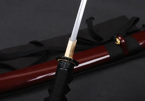 Miniatura 7 de Katana corta de espiga completa de acero al carbono Samurai japonés Tanto de acero al carbono