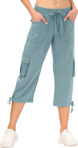 Miniatura 2 de MoFiz - Pantalones de senderismo tipo cargo y capri para mujer, ligeros, de secado rápido, al aire libre, deportivos, para viajes, casuales