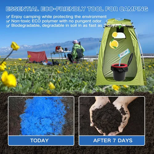 Miniatura 4 de oceanengine Portable Toilet Absorbent Gel, Portable Toilet Powder Poo Urine Powder for Camping Outdoor Hiking 25 paquetes