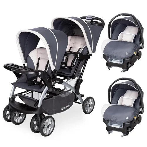 Miniatura 10 de Baby Trend Cochecito Doble para Bebés y Niños Pequeños y Combo de Asiento de Automóvil, Juego de 2 Piezas, Caqui - Dúo de Cochecito Portátil