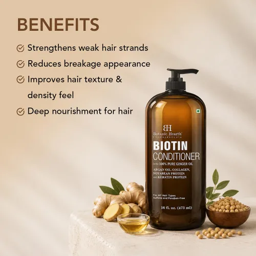 Miniatura 2 de Botanic Hearth Acondicionador de biotina con aceite de jengibre y queratina, para el crecimiento del cabello, con extracto de cúrcuma, aceite
