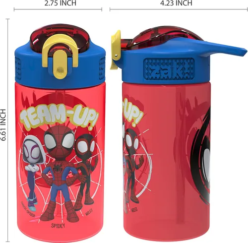 Miniatura 7 de Zak Designs Marvel Spider Man - Botella de agua para niños con cubierta de boquilla y aro de transporte, hecha de plástico duradero, diseño