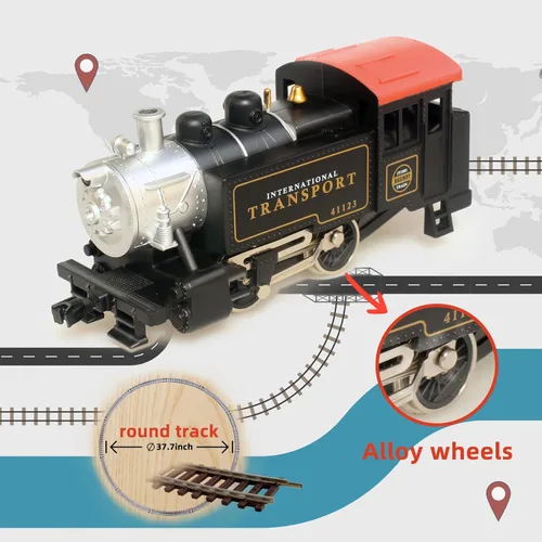 Miniatura 3 de Juegos de Tren Eléctrico a Escala HO 1:87, Juego de Tren Locomotora Negra con Control Remoto, Paquete de Energía de Vía y Control de Velocidad