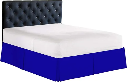 Miniatura 10 de Falda de cama plisada tipo caja de algodón 100% con 800 hilos - Volante plisado de lujo contra el polvo, falda de cama moderna de calidad hotelera