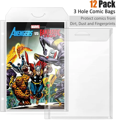 Miniatura 2 de Bolsas para cómics, fundas para encuadernación de cómics, paquete de 12 bolsas protectoras para cómics