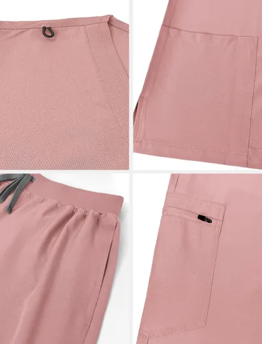 Miniatura 4 de niaahinn Conjunto de uniforme médico de enfermera para mujer, camiseta con cuello en V y pantalones deportivos, uniforme médico, traje para mujer