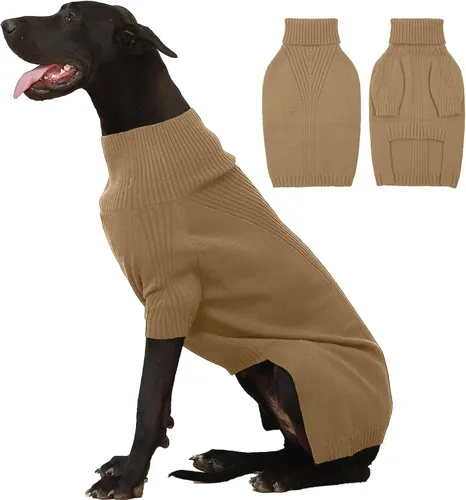 IECOii Suéter extragrande para perro, suéteres térmicos cálidos para perros de raza gigante, ropa de punto, cuello alto de invierno, elástica y