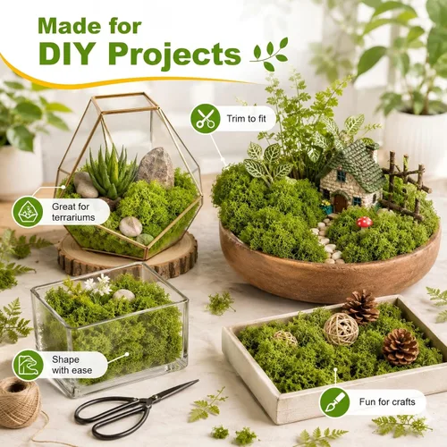 Miniatura 3 de Musgo verde falso de 3.53 onzas – Musgo artificial de MAQIHAN para plantas de interior, césped sintético para macetas, decoración de césped falso