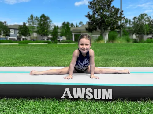 Miniatura 8 de AWSUM Colchoneta de Gimnasia de 10 pies/13 pies con Rodillo de Aire Barril de Volteretas Entrenador de Salto Mortal hacia Atrás y Flexión hacia