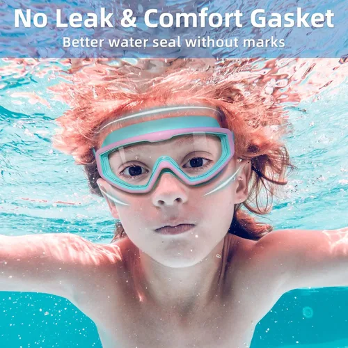Miniatura 6 de Freela Gafas de natación transparentes para niños de 3 a 15 años, antiniebla, sin fugas, para piscina, playa, natación 2. cian y rosa