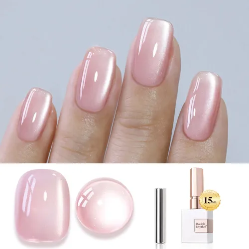 Miniatura 13 de Double Rhythm Esmalte de gel Jelly Glass de ojo de gato con imán, 0.5 onzas líquidas, brillo holográfico, brillante, translúcido