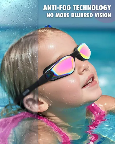 Miniatura 6 de Aegend - Gafas de natación de 2 unidades, gafas de natación para niños, niños y niñas de 3 a 14 años Aqua & A-rosa brillante