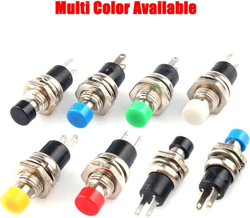 Miniatura 3 de Ampper Mini interruptores momentáneos de botón, 2 pines de encendido y apagado 1A, 250 V, CA, 0.276 in, redondo, SPST, interruptor de botón Negro