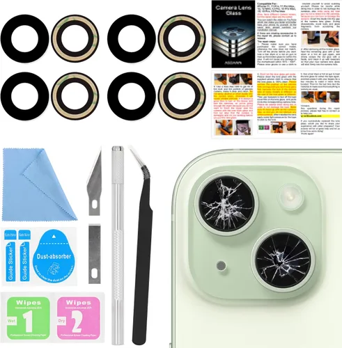 Miniatura 16 de 2PCS ASDAWN Reemplazo de Cristal de Lente de Cámara Trasera para iPhone 11 Pro y 11 Pro Max Reemplazo de Lente de Cámara con Adhesivo Preinstalado +