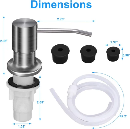 Miniatura 5 de Dispensador de jabón para fregadero de cocina, dispensador de jabón para fregadero, kit de tubo de extensión de 47 pulgadas, bomba dispensadora