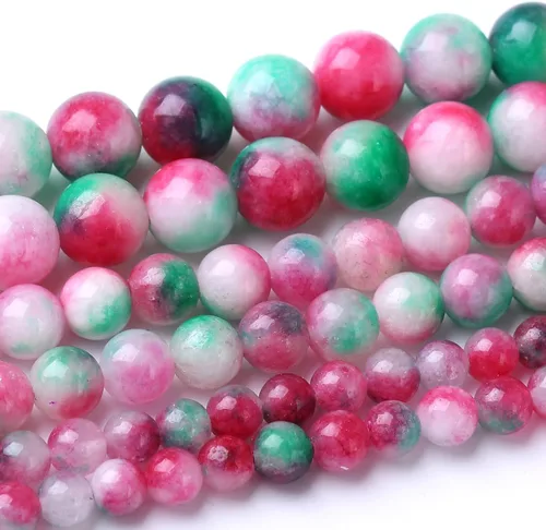 Miniatura 55 de Cuentas Redondas Sueltas de Gemas Naturales, Cuentas de Piedra Energética de Cristal para Hacer Joyas 15" (Jade Hielo, 10MM)