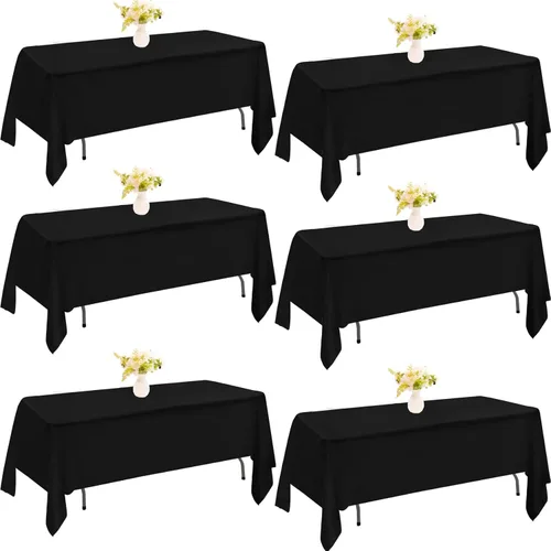 Miniatura 57 de Paquete de 4 manteles rectangulares de poliéster lavables de 60 x 102 pulgadas, color blanco, para mesas de comedor, bodas, bufés, fiestas