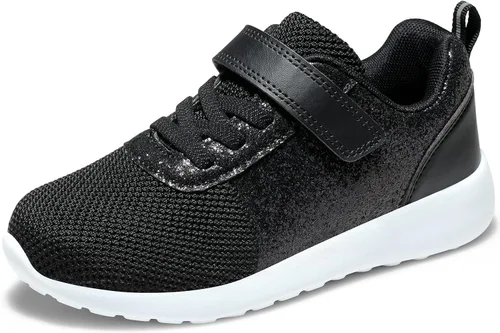 Harvest Land - Tenis para niñas con brillantina y diseño de malla transpirable con gancho y lazo para correr (niños pequeñosniños grandes)