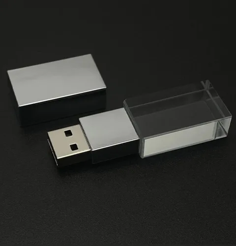 Miniatura 6 de Nuevo rectángulo transparente cristalino USB Flash Drive Regalo de boda Pen Drive, plata