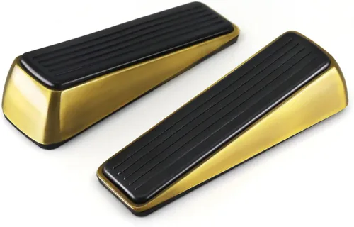 Miniatura 10 de Paquete de 2 topes de puerta resistentes para la parte inferior de la puerta, aleación de zinc sólida y goma antideslizantes para alfombras, Negro