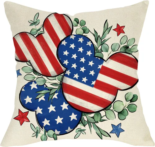 Miniatura 7 de Funda de almohada decorativa de 4 de julio de 1776 con diseño patriótico de América Est. 1776, decoración rústica del hogar, funda de cojín