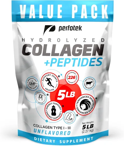 Colágeno en polvo para mujeres y hombres (5 libras) Tipos I y III sin sabor, fácil de mezclar, péptidos de proteína hidrolizada sin OMG, alimentados
