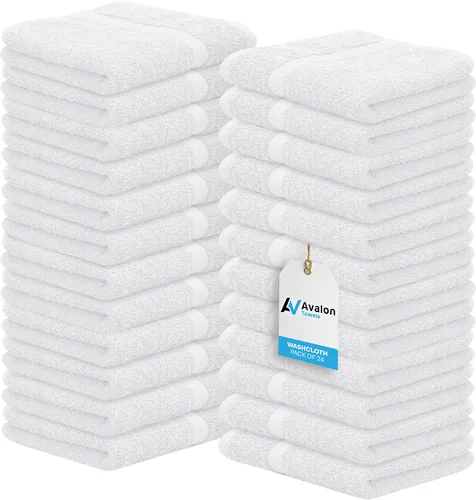 Miniatura 19 de Avalon Towels Toallitas de Algodón – (Paquete de 24) Tamaño 12x12 Pulgadas, 100% Algodón Hilado en Anillo, Toallitas Faciales Suaves y Absorbentes