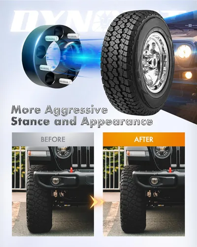Miniatura 7 de Espaciadores de rueda de 5 x 4.5 para Je/ep XJ KJ KK TJ ZJ KK, dynofit 4 piezas 5x114.3 2 pulgadas 3.248 in 1/2-20 pernos forjados 5 lengüetas