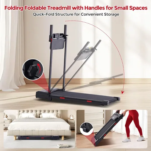 Miniatura 5 de MCRG Almohadilla para caminar con barra de asa, 3.5 HP eléctrica para correr caminadora con asas, 0.6-10.0 MPH caminadora pequeña portátil con barra