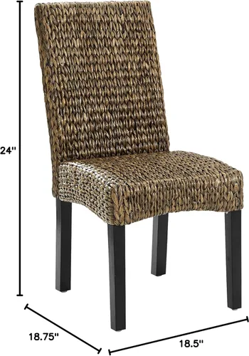 Miniatura 3 de Crosley Furniture Edgewater - Juego de 4 sillas de comedor de ratán de fibra natural tejidas a mano, color hierba marina