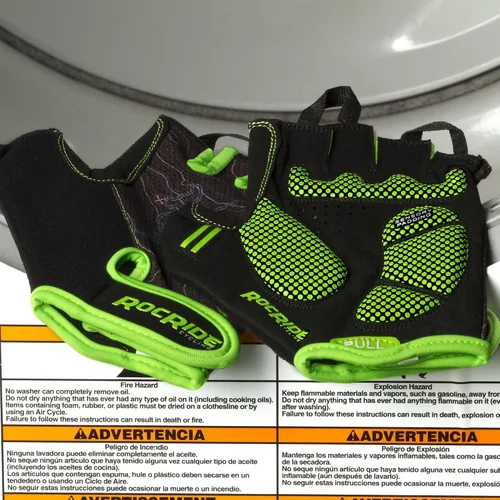 Miniatura 4 de RocRide Guantes de ciclismo de medio dedo con protección acolchada mejorada para ciclismo de carretera y montaña con tamaño unisex para hombres