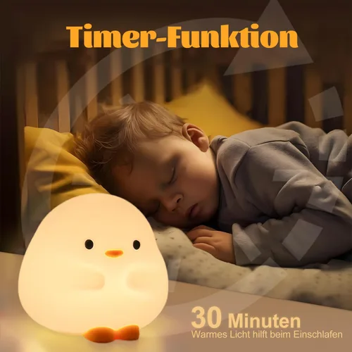 Miniatura 4 de Rytinazzz Luz nocturna de silicona para bebé, lámpara de pato de batería larga de 50 horas, regalo para niños, luz suave y segura para guardería