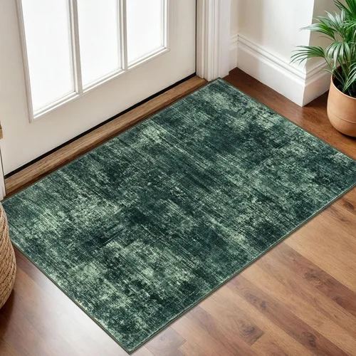 Miniatura 257 de IOHOUZE Alfombra pequeña abstracta de 2 x 3 pies, alfombra de entrada lavable para entrada interior, alfombras con respaldo de goma, alfombra gris