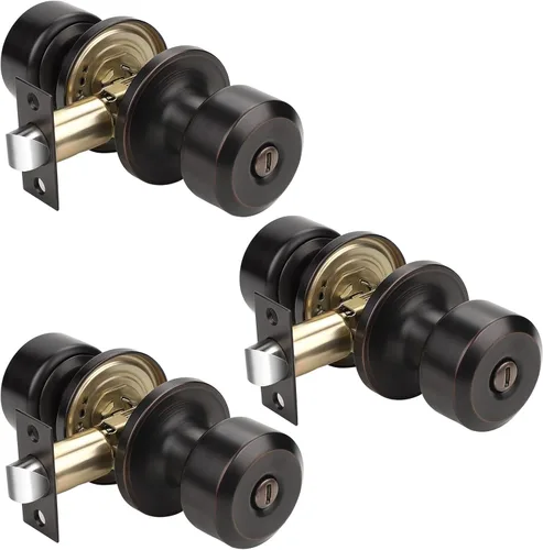 Miniatura 42 de KNOBWELL Paquete de 4 pomos de puerta cuadrados modernos para paso, pomos de puerta interiores, manija de puerta de pasillo y armario, color negro
