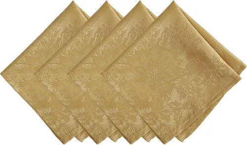 Miniatura 22 de Elrene Home Fashions Poinsettia Elegance - Servilletas de cena de tela jacquard para Navidad y vacaciones, juego de 4, 17"x17", rojo