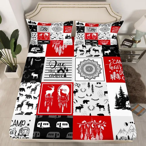 Miniatura 11 de Erosebridal Sábana bajera con temática de pesca, juego de ropa de cama rústica de granja tamaño individual para niños, adolescentes y adultos, ropa